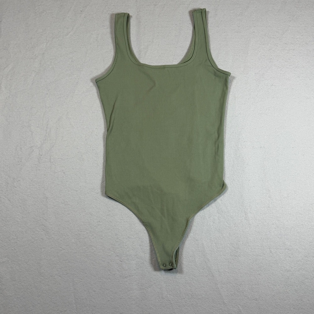 Abercrombie & Fitch Soft Collection Ribbed Bodysuit Large Olive Green Scoop Tank